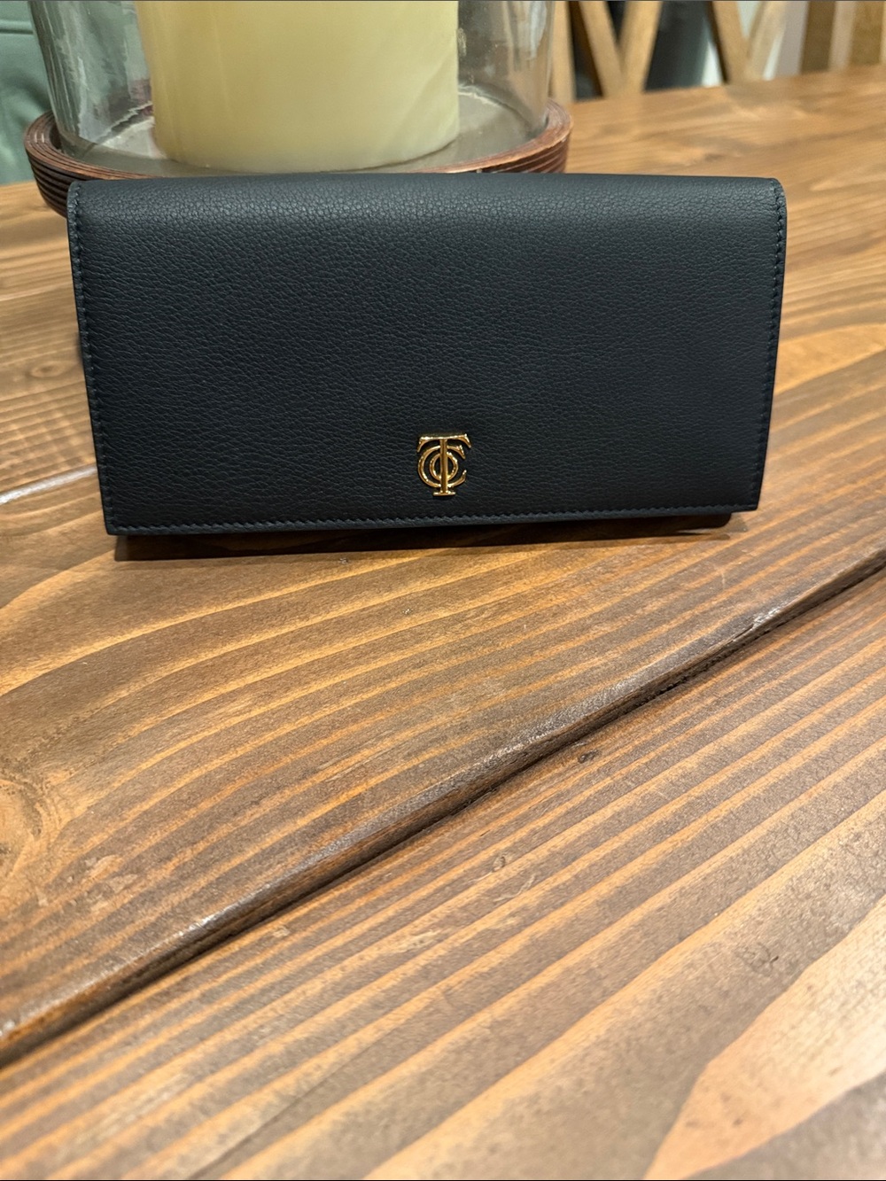 Tiffany & Co. Black Leather Wallet with Gold Logo